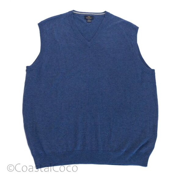 Brooks Brothers 346 Men's Sweater Knit Vest XL Supima Cotton Blue Golf Preppy - Picture 1 of 9